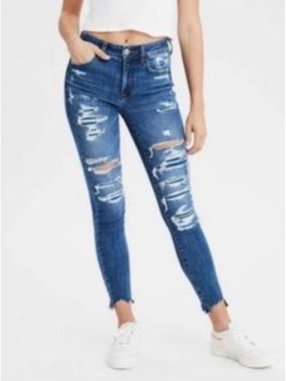 AEO American Eagle 2S Distressed Super Hi-Rise Jegging Next Level Stretch